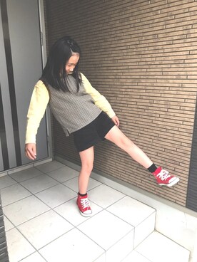 「ZARA（ザラ）のアイテム（デニムパンツ、ブラック系）」を使った、nayu*さん（キッズ・140cm）の春コーディネート