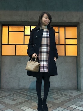「ブルーレーベル」｜「アイテム（その他アウター）」を使った、ERIさん（レディース・160cm）の冬コーディネート