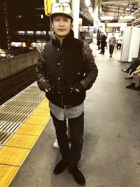 「BLUE BLUE（ブルーブルー）のアイテム（シャツ/ブラウス）」を使った、hide yoshiさん（メンズ・170cm）の春コーディネート