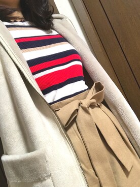 「Simplicite（サンプリシテ）のアイテム（ムートンコート）」を使った、sayomiさん（レディース・156cm）の冬コーディネート