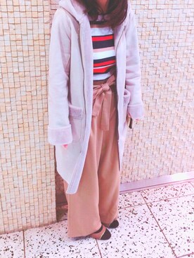 「Simplicite（サンプリシテ）のアイテム（ムートンコート）」を使った、sayomiさん（レディース・156cm）の冬コーディネート