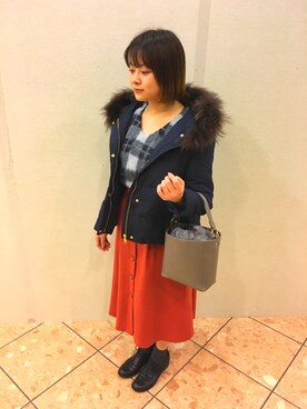 「Te chichi（テチチ）のアイテム（ダウンジャケット/コート）」を使った、reinaさん（レディース・154cm）の冬コーディネート