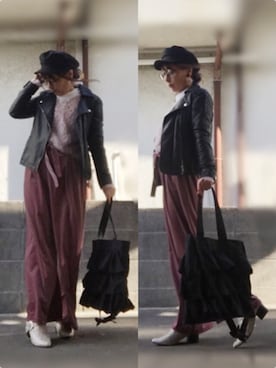 「one after another NICE CLAUP（ワンアフターアナザーナイスクラップ）のアイテム（キャスケット）」を使った、ひめもんさん（レディース・154cm）の冬コーディネート
