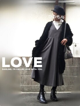 「one after another NICE CLAUP（ワンアフターアナザーナイスクラップ）のアイテム（キャスケット）」を使った、ひめもんさん（レディース・154cm）の冬コーディネート