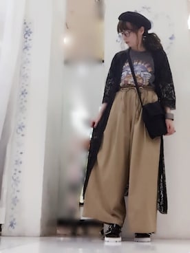 「服バカ」｜「アイテム（ハンチング/ベレー帽）」を使った、ひめもんさん（レディース・154cm）の春コーディネート