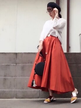 「服バカ」｜「アイテム（ハンチング/ベレー帽）」を使った、ひめもんさん（レディース・154cm）の夏コーディネート