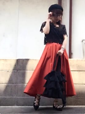 「服バカ」｜「アイテム（ハンチング/ベレー帽）」を使った、ひめもんさん（レディース・154cm）の夏コーディネート