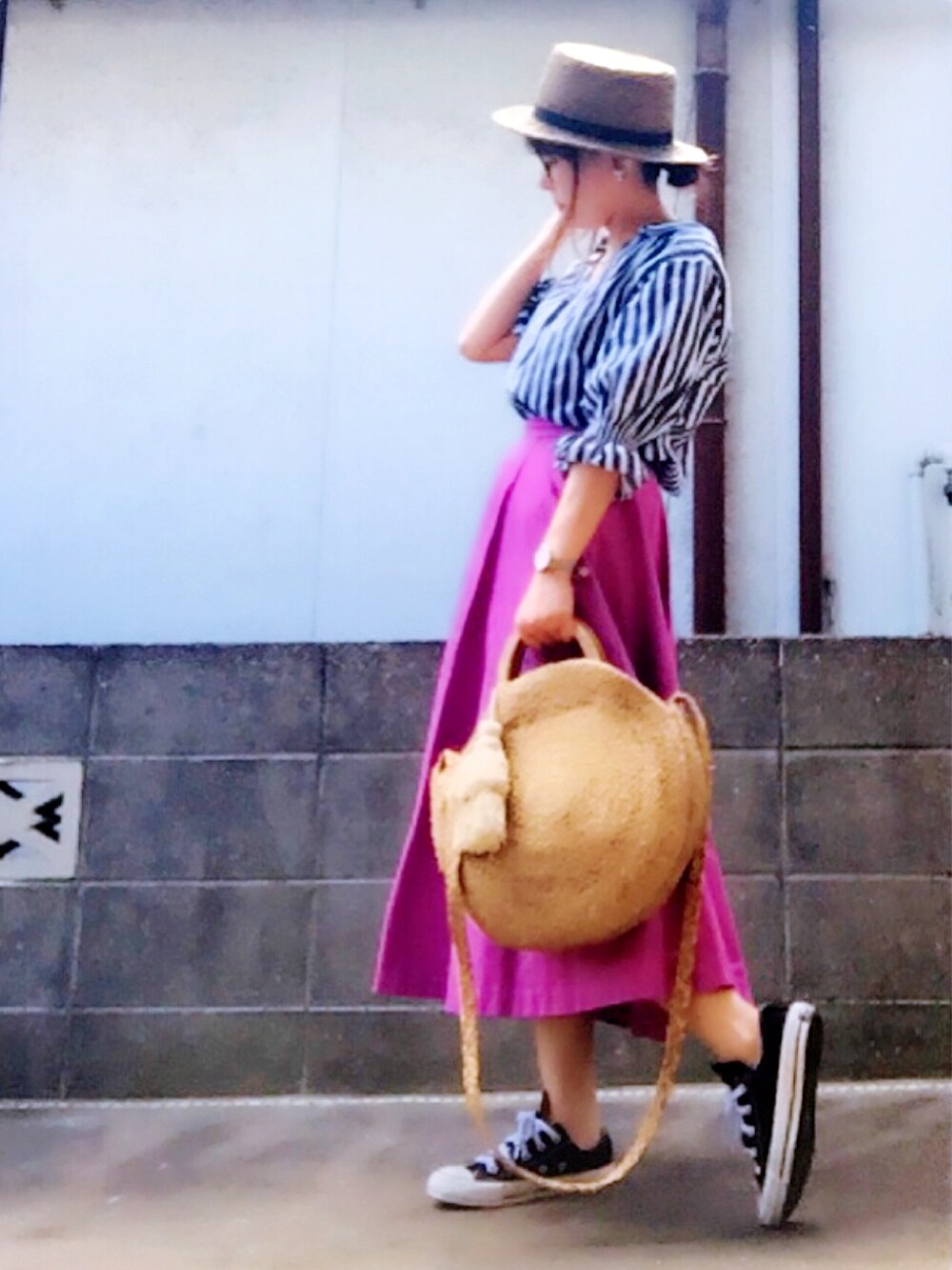 「シンプルコーデ、オトナカジュアル、スニーカーコーデ、休日スタイル、ZARA、アダルトおカワたん部、チビーズ✳︎、服バカ、広島人会、第2回赤コンオールスターズ感謝祭告知」｜「無印良品のアイテム（ハット、ブラウン系）」を使った、ひめもんさん（レディース・154cm）の春コーディネートの1枚目の写真