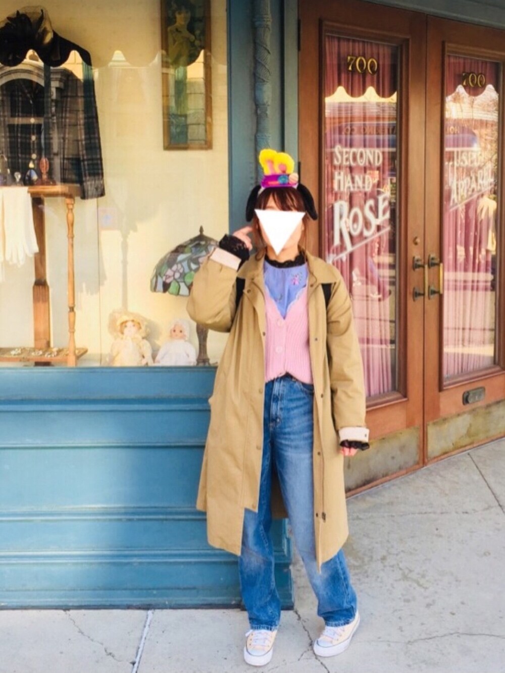 「カジュアル、春コーデ、コンバース、GU、ベージュ、アダルトおカワたん部、チビーズ✳︎、服バカ、広島人会、神生誕祭2018」｜「jouetieのハイネックレースプルオーバー（Tシャツ/カットソー、ブラック系）」を使った、ひめもんさん（レディース・154cm）の春コーディネートの1枚目の写真