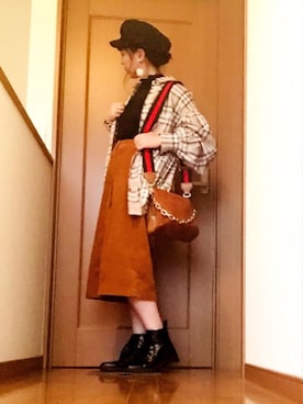 「one after another NICE CLAUP（ワンアフターアナザーナイスクラップ）のアイテム（キャスケット）」を使った、ひめもんさん（レディース・154cm）の秋コーディネート