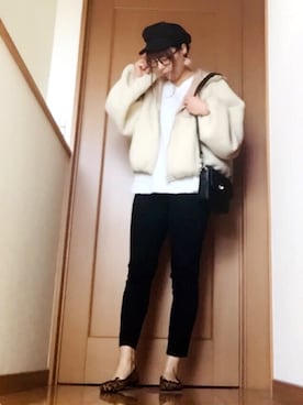 「one after another NICE CLAUP（ワンアフターアナザーナイスクラップ）のアイテム（キャスケット）」を使った、ひめもんさん（レディース・154cm）の冬コーディネート
