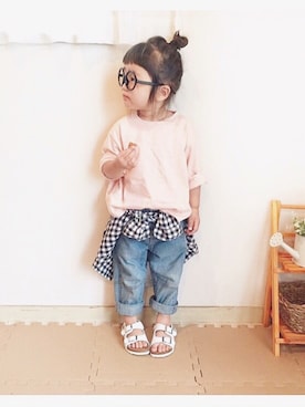 「OSHKOSH（オシュコシュ）のアイテム（デニムパンツ）」を使った、su＊uuさん（キッズ・110cm）の夏コーディネート