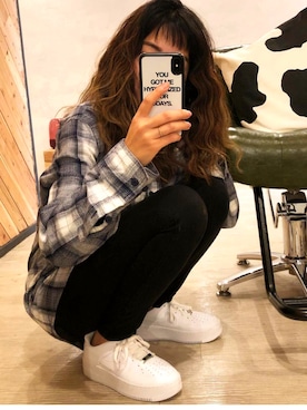 「AF1」｜「アイテム（PC・スマホグッズ/家電）」を使った、LOLOさん（レディース・163cm）の冬コーディネート