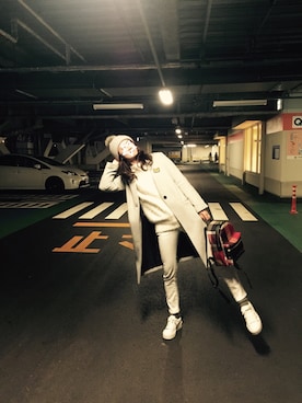 「PUMA」｜「アイテム（チェスターコート）」を使った、Fangさん（レディース・164cm）の冬コーディネート