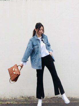 「袖フリル」｜「アイテム（ジャケット/アウター）」を使った、Fangさん（レディース・164cm）の春コーディネート