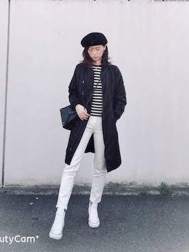 「ポーター」｜「アイテム（ハンチング/ベレー帽）」を使った、Fangさん（レディース・164cm）の春コーディネート
