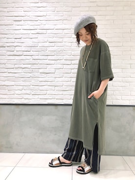 「MANASTASH（マナスタッシュ）のアイテム（ワンピース/ドレス）」を使った、キムラアスミさん（レディース・156cm）の夏コーディネート
