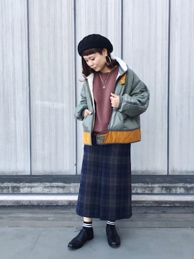 「SUPP. no one else （サップノーワンエルス）のアイテム（ジャケット/アウター）」を使った、キムラアスミさん（レディース・156cm）の秋コーディネート