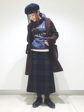 「アイテム（チェスターコート）」を使った、キムラアスミさん（レディース・156cm・30代）の冬コーディネート