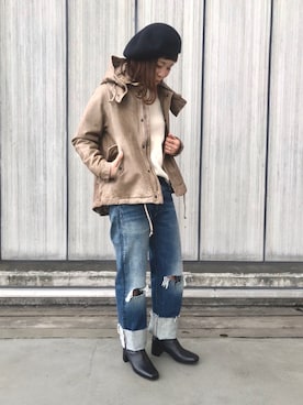 「アイテム（ブルゾン）」を使った、キムラアスミさん（レディース・156cm・30代）の冬コーディネート