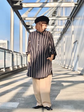 「Johnbull Private labo（ジョンブルプライベートラボ）のアイテム（パンツ）」を使った、キムラアスミさん（レディース・156cm）の秋コーディネート