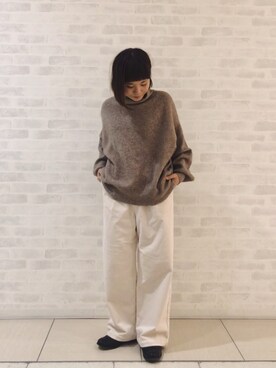 「Johnbull Private labo（ジョンブルプライベートラボ）のアイテム（パンツ）」を使った、キムラアスミさん（レディース・156cm）の冬コーディネート