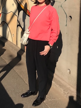 「EN ROUTE（アンルート）のアイテム（スラックス）」を使った、eribabyさん（レディース・169cm）の春コーディネート