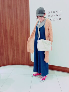 「Green　Parks（グリーンパークス）のアイテム（サロペット/オーバーオール）」を使った、i_am_sakurakoさん（レディース・161cm）の春コーディネート