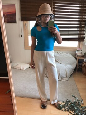 「コロナに負けない」｜「アイテム（帽子）」を使った、Dolisdolisさん（レディース・163cm）の春コーディネート