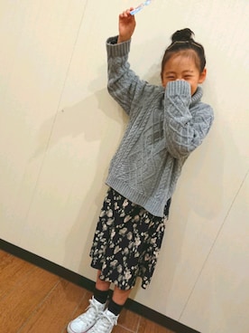「新年一発目」｜「アイテム（ワンピース/ドレス）」を使った、☆rena-mama☆さん（キッズ・120cm）の冬コーディネート