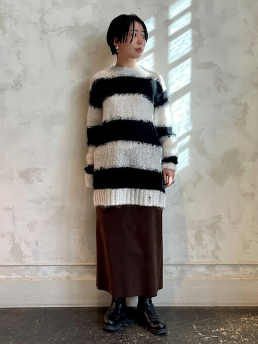 4万 BEARDSLEY ビアズリー モヘア ダメージ ボーダー ニット 4万 BEARDSLEY ビアズリー モヘア ダメージ ボーダー ニット