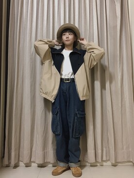 「oversize」｜「アイテム（マウンテンパーカー）」を使った、🧊さん（レディース・155cm）の冬コーディネート