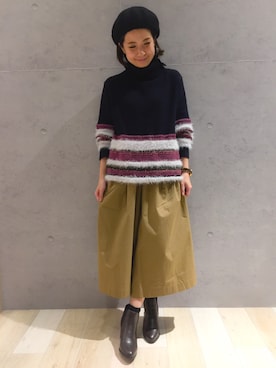 「LEPSIM（レプシィム）のアイテム（ハンチング/ベレー帽）」を使った、minaさん（レディース・155cm）の冬コーディネート
