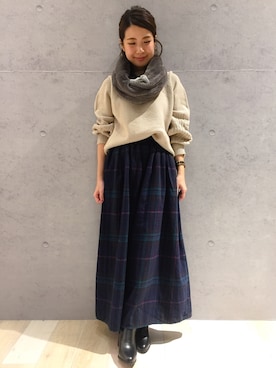 「LEPSIM（レプシィム）の5Gボリュームガラスリーブプルオーバー　773056（ニット/セーター）」を使った、minaさん（レディース・155cm）の冬コーディネート