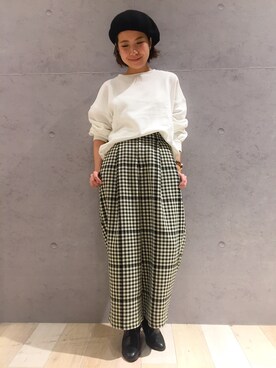 「LEPSIM（レプシィム）のアイテム（ハンチング/ベレー帽）」を使った、minaさん（レディース・155cm）の冬コーディネート