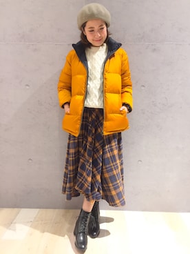 「LEPSIM（レプシィム）のアイテム（ハンチング/ベレー帽）」を使った、minaさん（レディース・155cm）の冬コーディネート