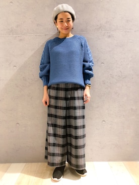 「LEPSIM（レプシィム）のアイテム（ハンチング/ベレー帽）」を使った、minaさん（レディース・155cm）の冬コーディネート