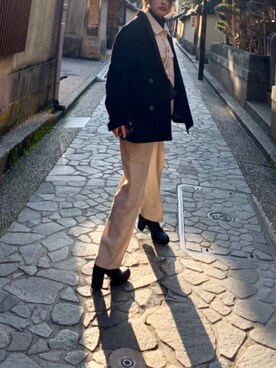 「H&M（エイチ・アンド・エム）のアイテム（ジャケット/アウター、ブラック系）」を使った、MAYさん（レディース・162cm）の春コーディネート