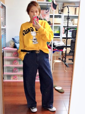 「CONVERSE（コンバース）のアイテム（アクセサリー）」を使った、AB型怪胎一枚さん（レディース・165cm）の冬コーディネート