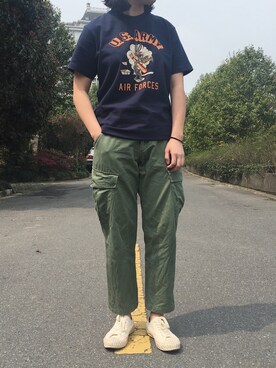 「Redcloudのアイテム（その他シューズ、ホワイト系）」を使った、蓝山町さん（レディース）の春コーディネート