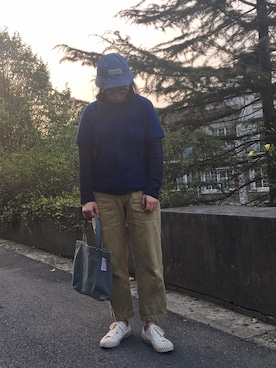 「RALPH LAUREN（ラルフ ローレン）のアイテム（キャップ、ブルー系）」を使った、蓝山町さん（レディース）の春コーディネート