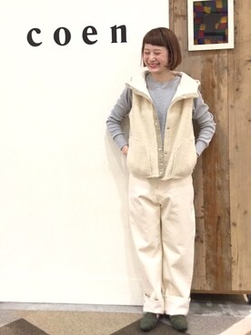 「coenスタッフスタイリング」｜「アイテム（パンプス）」を使った、coen よこやまさん（レディース・158cm）の秋コーディネート