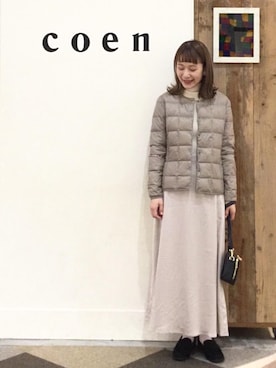 「coen（コーエン）のアイテム（バッグ）」を使った、coen よこやまさん（レディース・158cm）の秋コーディネート