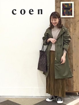 「coenスタッフスタイリング」｜「アイテム（モッズコート）」を使った、coen よこやまさん（レディース・158cm）の秋コーディネート