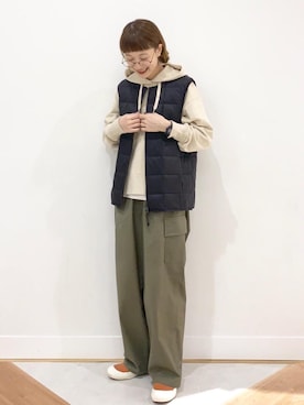 「インナーダウン」｜coen よこやまさん（レディース・158cm）の秋コーディネート