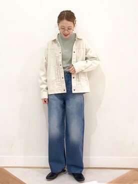 「coen」｜「アイテム（デニムジャケット）」を使った、coen よこやまさん（レディース・158cm）の春コーディネート