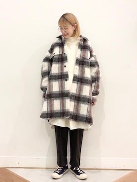「coen（コーエン）のアイテム（その他アウター）」を使った、coen よこやまさん（レディース・158cm）の冬コーディネート