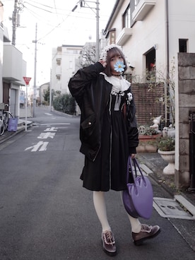「onespo（ワンスポ）のアイテム（ミリタリージャケット、ブラック系）」を使った、zhuzhuさん（レディース・161cm）の春コーディネート
