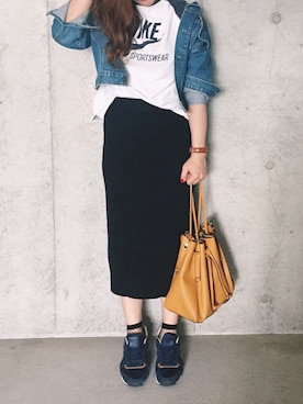 「Big John（ビッグジョン）のアイテム（デニムジャケット）」を使った、ERIKAさん（レディース・164cm）の春コーディネート
