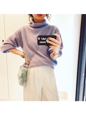 「A part by（アパートバイ）のP/PUサッシュワイドパンツ　757516 （その他パンツ）」を使った、ERIKAさん（レディース・164cm）の秋コーディネート